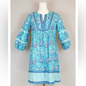 La Plage Jordan Dress - Pomegranate-Capri Turquoise